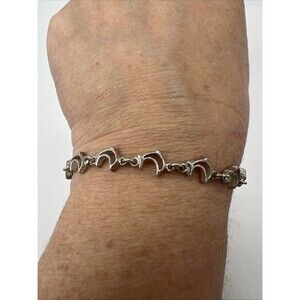 Designer Sterling Silver Leaping Dolphins 7.25” Link Bracelet 8.41 Grams
